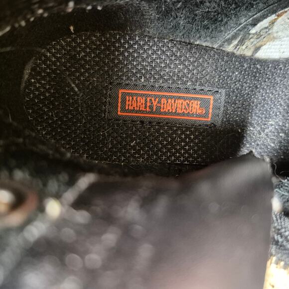 Harley Davidson Black Leather Side Zip Lace Up Buckle Lug Sole MOTO Boots 8 1/2 - Picture 7 of 7
